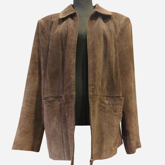 St. John's Bay Brown Suede Boho Western Zip-Front Jacket - Picture 4 of 6